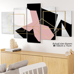 Pink Black Geometric Canvas Art Prints
