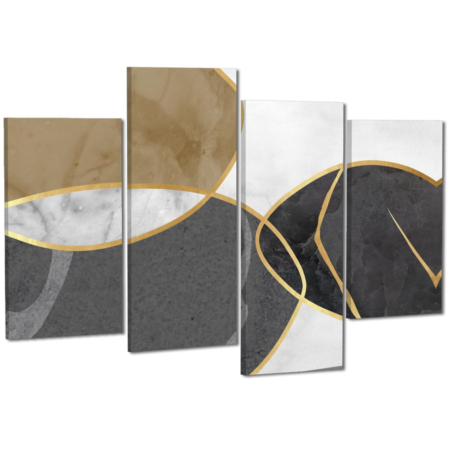 Abstract Grey Gold Stones Design Canvas Wall Art Print