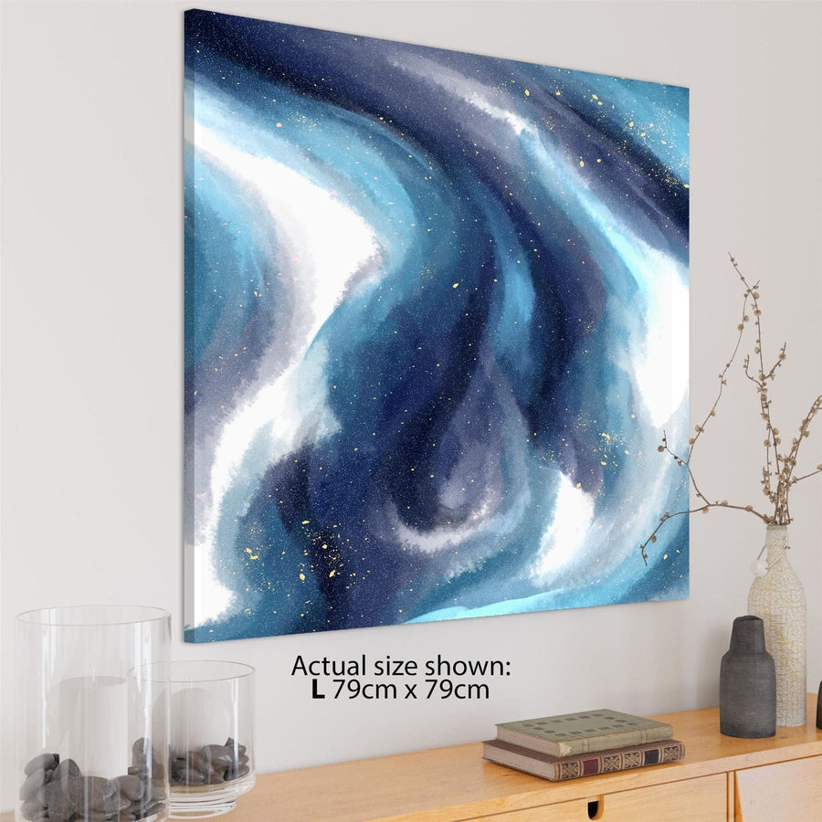 Abstract Blue White Watercolour Brushstrokes Canvas Art Pictures