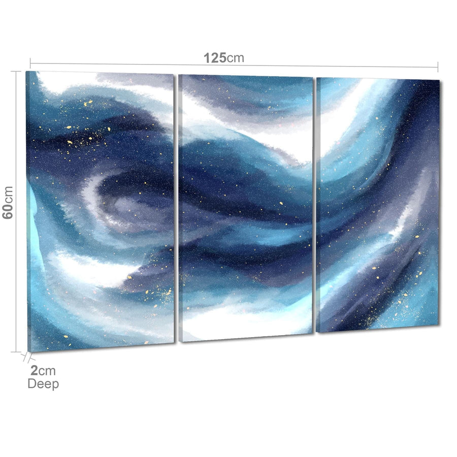 Abstract Blue White Watercolour Brushstrokes Canvas Art Pictures