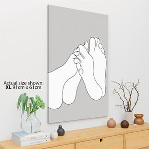 Grey White Figurative Playful Feet Canvas Wall Art Picture