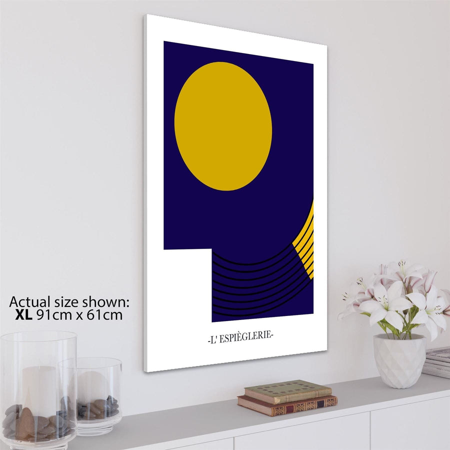Abstract Navy Blue Yellow Geometric Canvas Art Pictures
