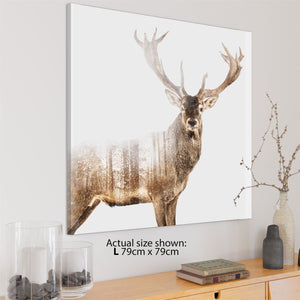 Stag Canvas Wall Art Picture - Brown