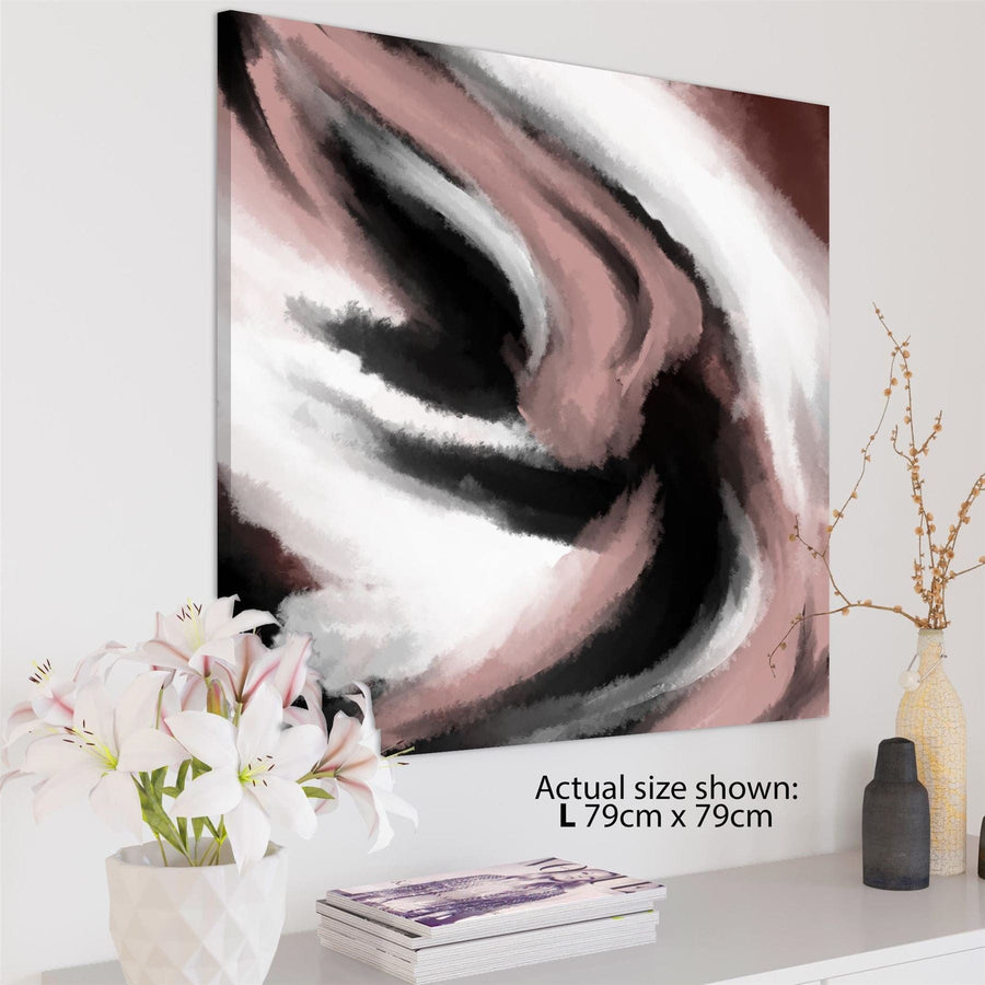 Abstract Black and White Pink Watercolour Brushstrokes Canvas Art Prints