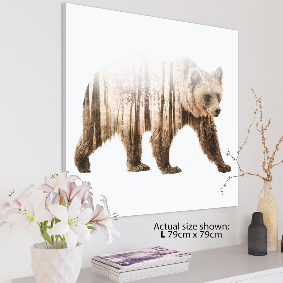 Grizzly Bear Canvas Wall Art Picture - Brown