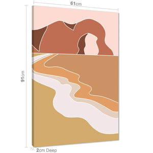 Durdle Door Stone Arch Landscape Canvas Art Pictures Pink Light Brown