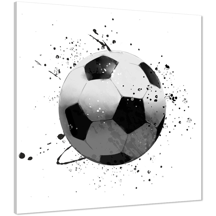 Soccer Football Canvas Wall Art Print Black and White