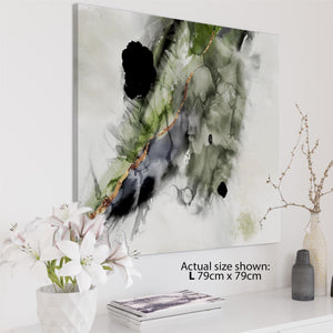 Abstract Lime Green Grey Painting Canvas Wall Art Print