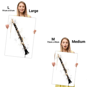 Clarinet Canvas Wall Art Print Black and White Music Themed