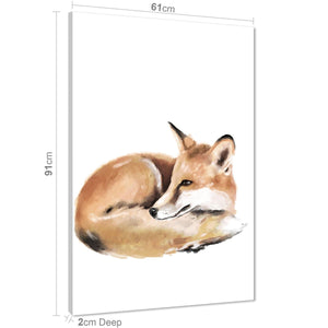 Fox Canvas Wall Art Print - Brown
