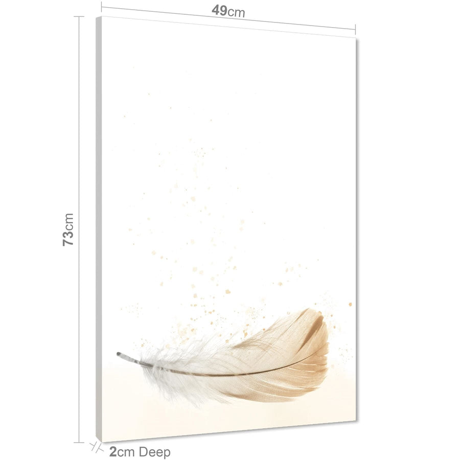 Falling Feather Canvas Wall Art Picture Yellow