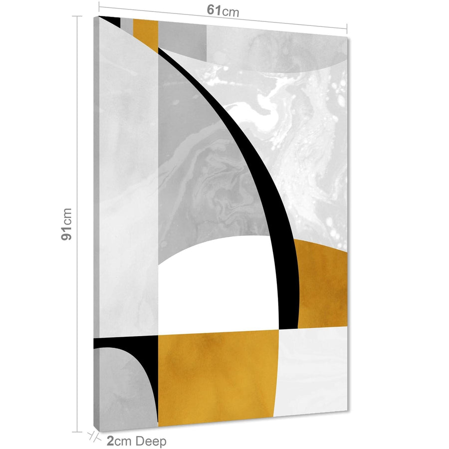 Abstract Mustard Yellow Grey Painting Canvas Art Pictures