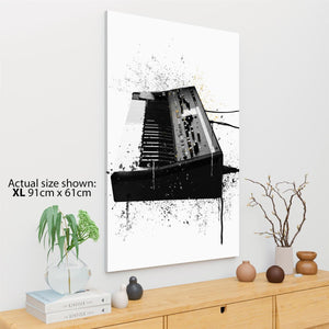 Synthesizer Keyboard Canvas Wall Art Picture Black and White Music Themed
