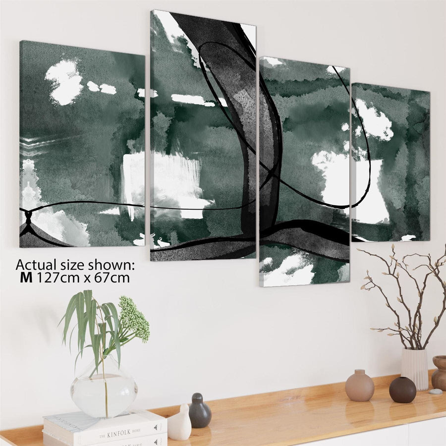 Abstract Green Black Design Canvas Wall Art Picture