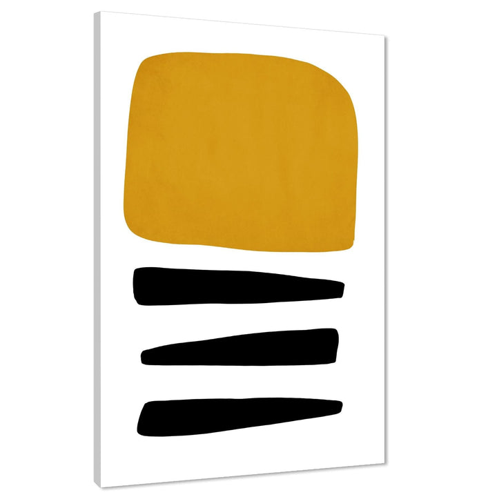 Abstract Mustard Black Painting Canvas Art Prints - 1RP681M