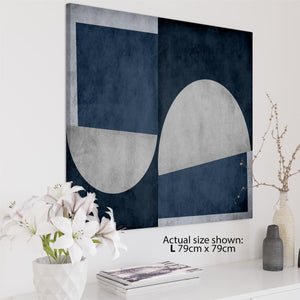 Abstract Navy Grey Watercolour Canvas Wall Art Print