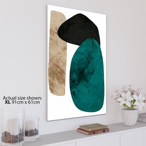 Abstract Brown Teal Watercolour Canvas Wall Art Picture
