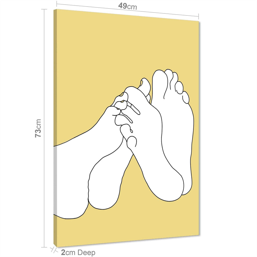 Yellow White Figurative Playful Feet Canvas Art Pictures