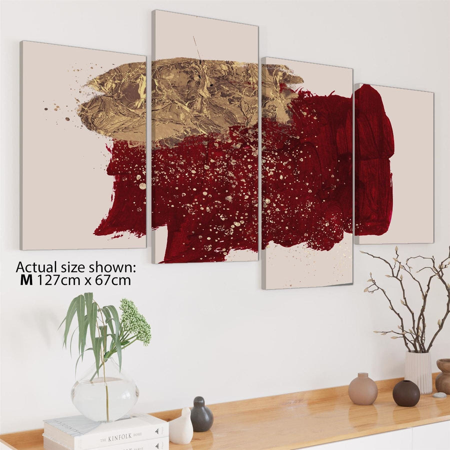 Abstract Red Gold Painting Canvas Art Pictures