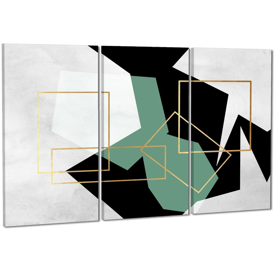 Green Black Geometric Canvas Art Prints
