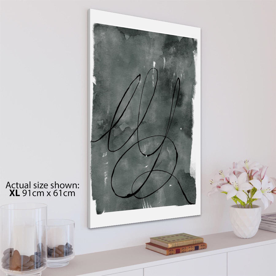 Abstract Grey Watercolour Brushstrokes Framed Art Prints