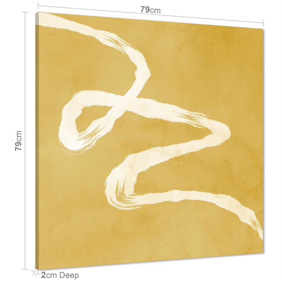 Abstract Mustard Yellow Artwork Canvas Wall Art Picture