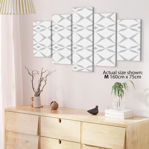 Grey White Geometric Illustration Canvas Wall Art Picture