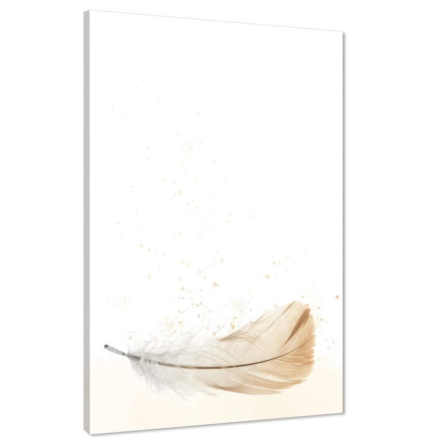 Falling Feather Canvas Wall Art Picture Yellow