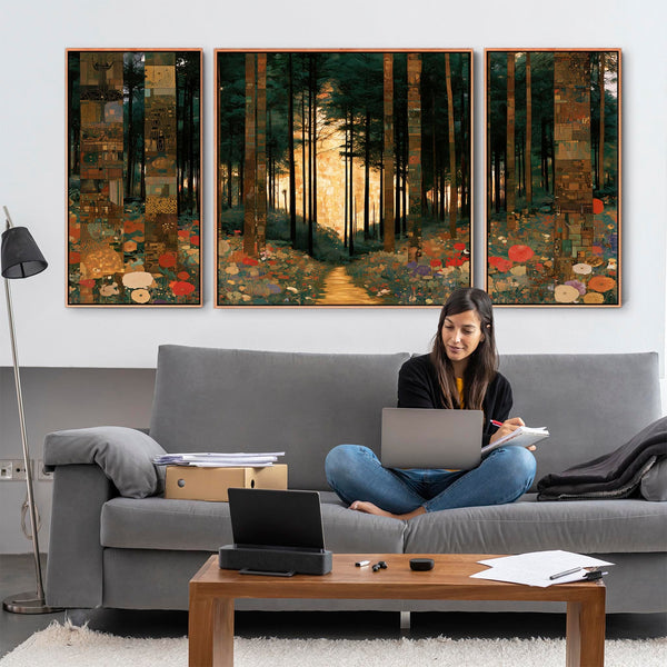 Extra Large Set 3 Gustav Klimt inspired Framed Art - Enchanted