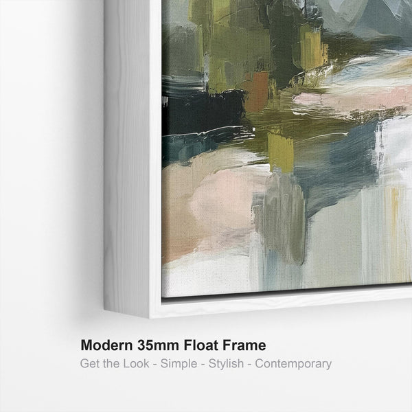Wide Artwork Canvas Print Framed Abstract Landscape Scene - Green