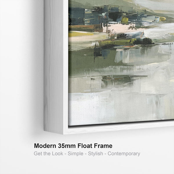 Framed Artwork Canvas Art Print Abstract Landscape Mountain - Green