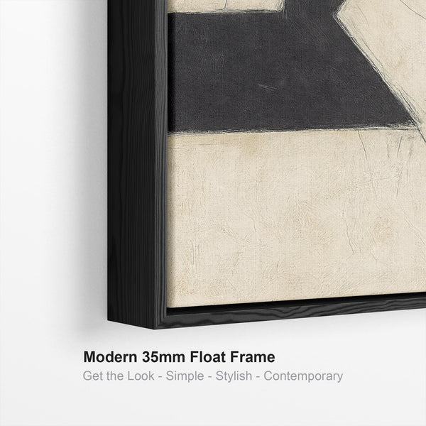 Beige Black Abstract Framed Artwork - Neutral Fracture