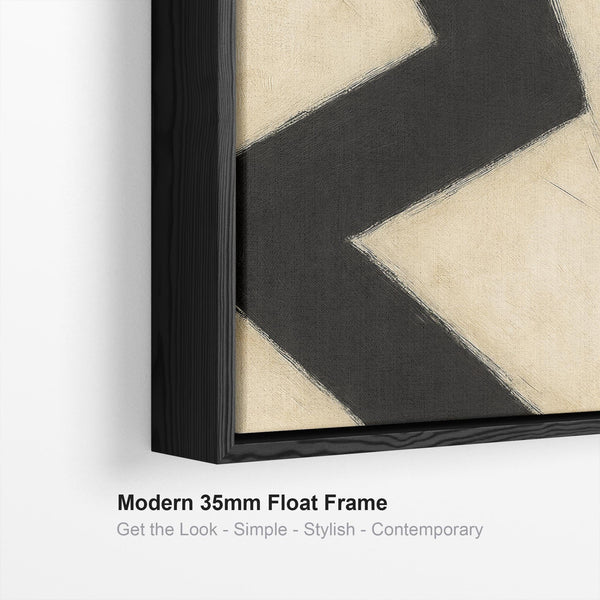 Beige Black Abstract Artwork Canvas Framed - Neutral Pathways