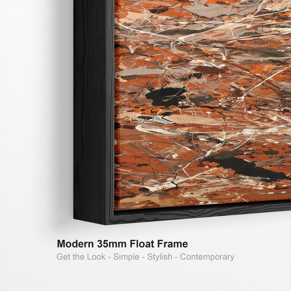 Tall Upright Orange Rust Framed Wall Art Canvas - Burnt Umber