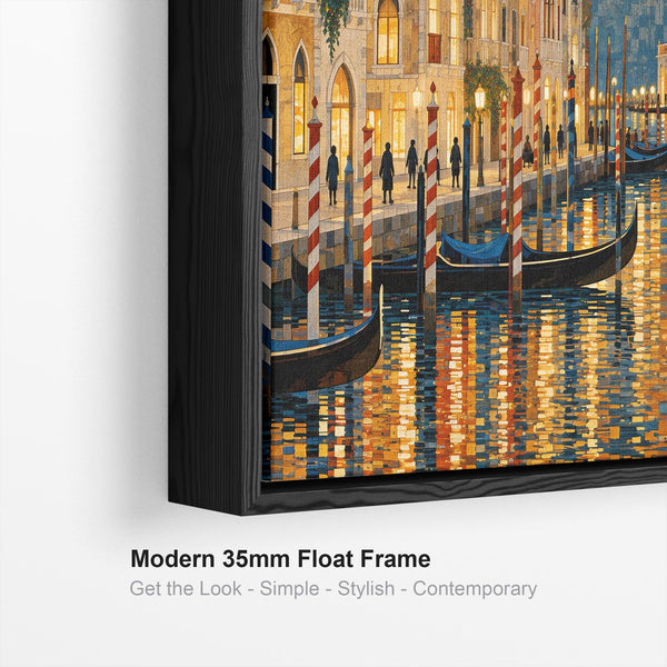 Golden Yellow Gustav Klimt inspired Framed Canvas - Venice Glow