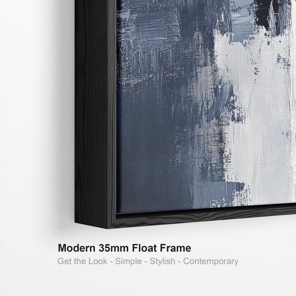 Blue White Abstract Canvas Art Framed - Glacier Divide