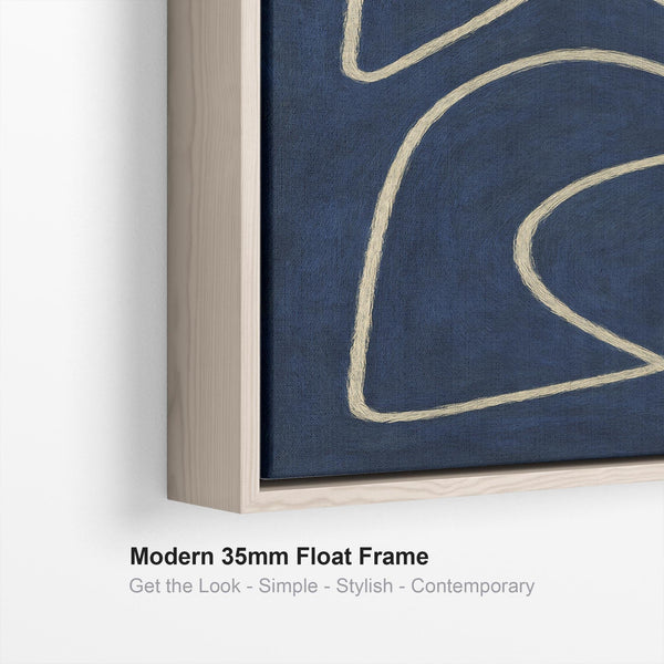 Blue White Abstract Framed Canvas Matisse Style - Exploration