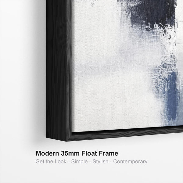 Blue White Abstract Wall Art Framed - Polar Divide