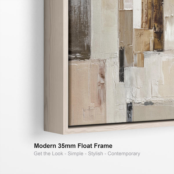 Neutral Blush Cream Long Wide Canvas Wall Art - Ivory Stone