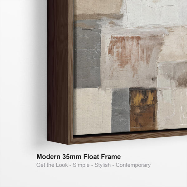 Warm Beige Cream Square Abstract Wall Art Framed - Calm Balance