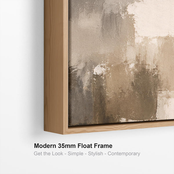 Tall Beige Brown Abstract Framed Canvas Picture - Umber Moods