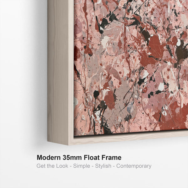 Salmon Pink Abstract Framed Wall Art Canvas - Blush Storm