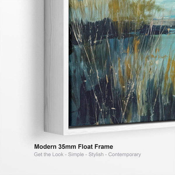 Teal Blue Green Framed Scottish Landscape Canvas - Beach View