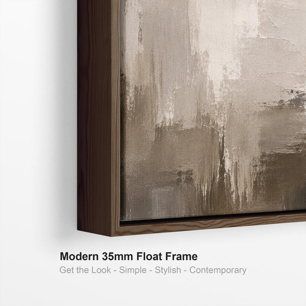 Dark Brown Cream Framed Art Print | Espresso Abstract Canvas