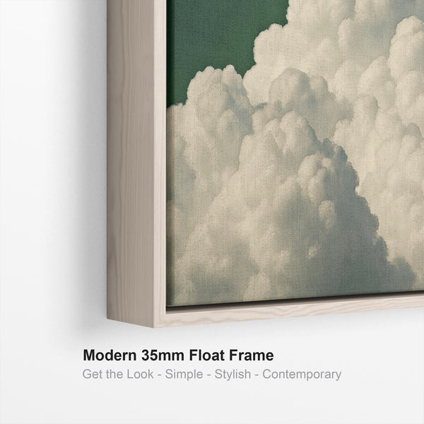 Large Emerald Green Clouds Framed Wall Art Canvas