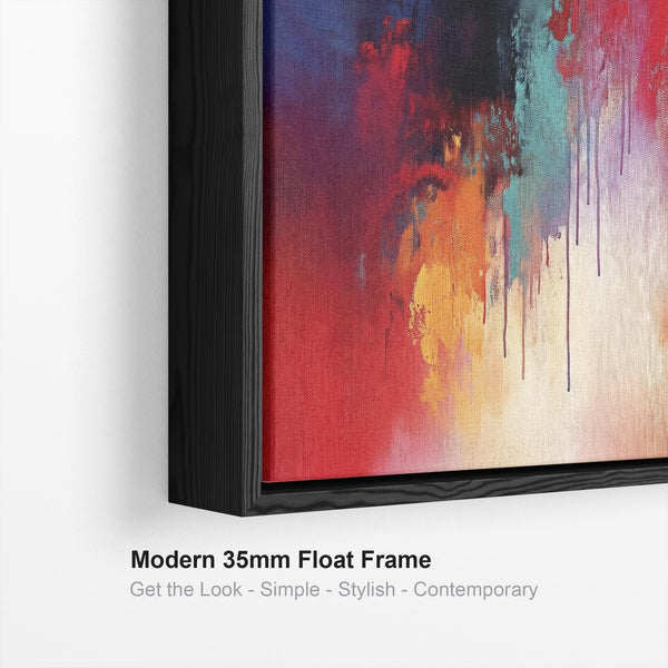 Wide Multi-Coloured Horizontal Framed Wall Art Print Colourful Abstraction