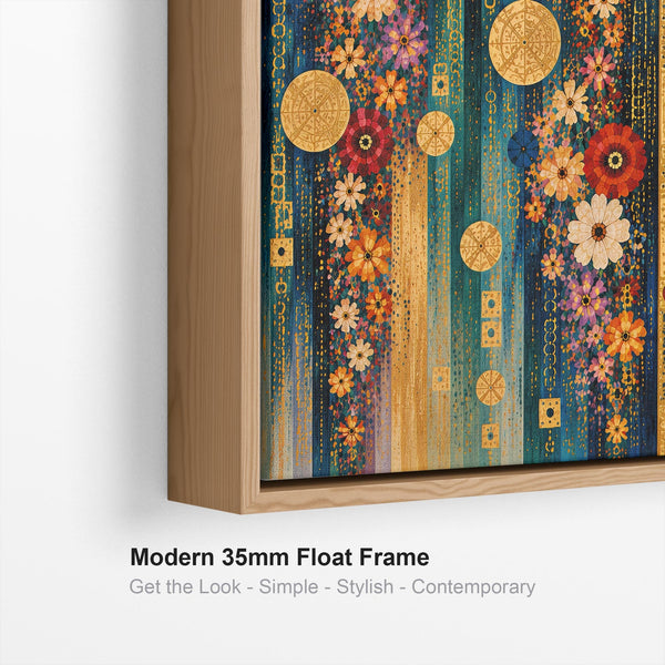 Unusual Bright Gustav Klimt inspired Framed Canvas - Colourful