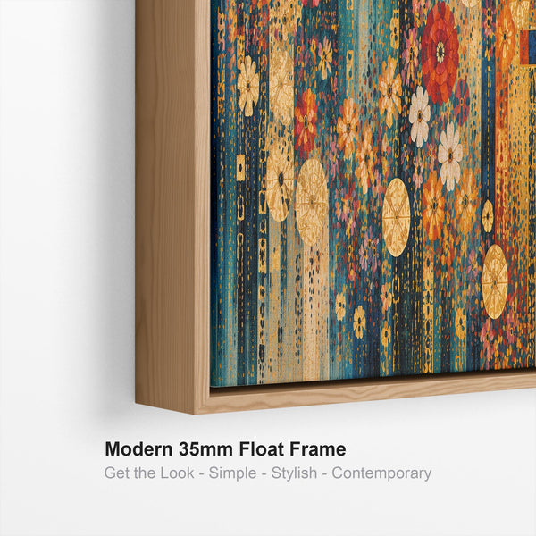 Wide Maximalist Gustav Klimt inspired Framed Canvas - Colourful