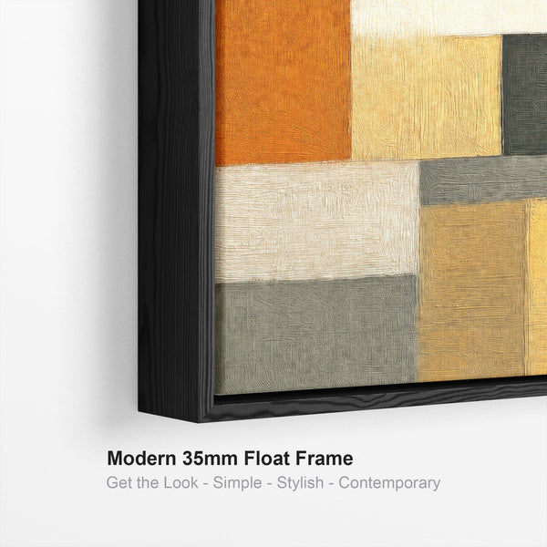 Large Mustard Yellow Orange Abstract Wall Art Framed - Ochre Warmth