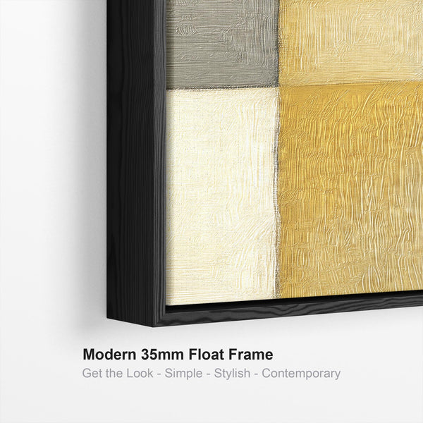 Upright Mustard Yellow Grey Vertical Framed Canvas Wall Art - Narrow Steps
